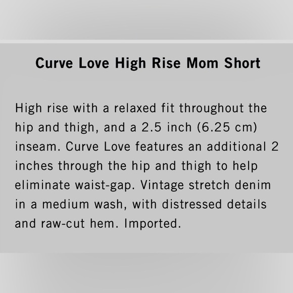 Abercrombie & Fitch Curve Love Mom Short High Rise Med Wash Denim Shorts NWT 36 - Picture 8 of 14